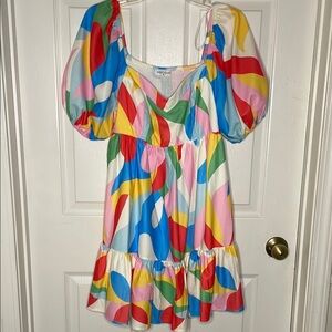 Vestique Red and Pink Midi Dress